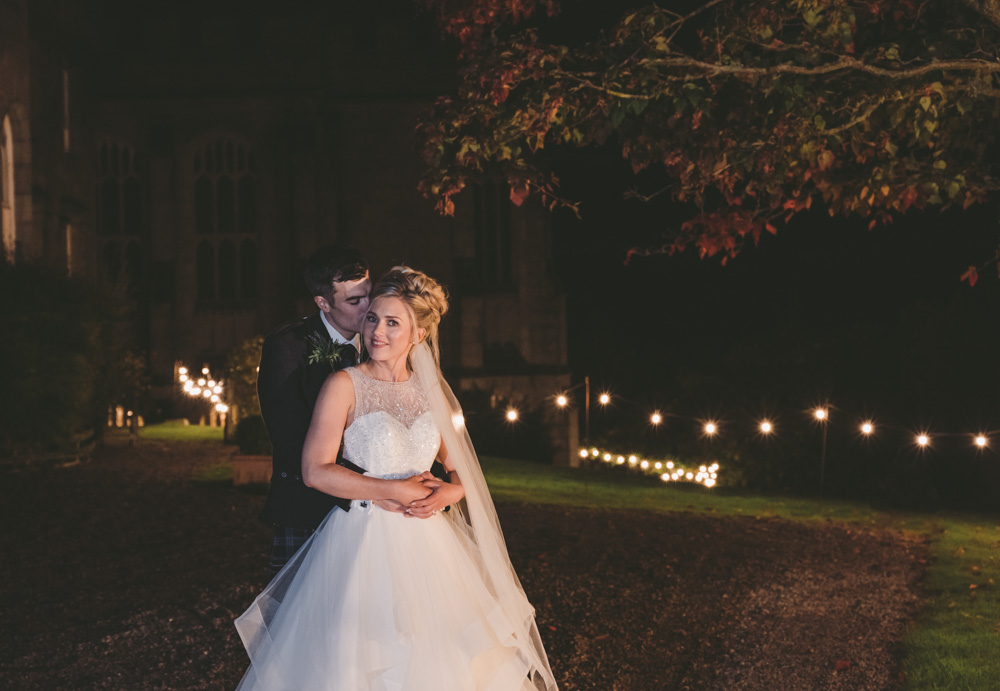 Nightime photo of Rachael and Dave's Cluny castle wedding by Aberdeen wedding photography specialist Zoe Rae