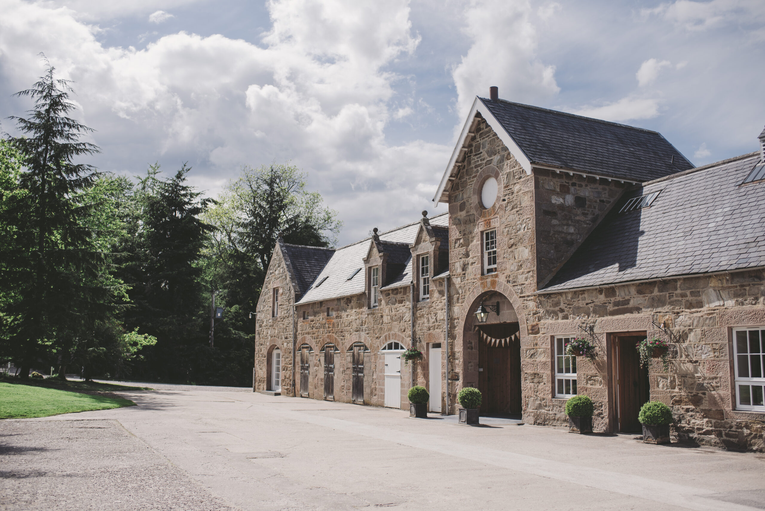 Front of Aswanley decorated for a wedding